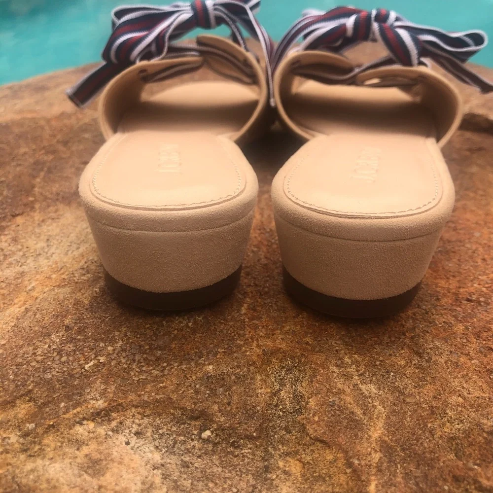 J. Crew Mini Wedge Slides with Lace-Up Ribbon NWOT
